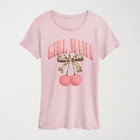 Girl Mama Cherries Womens Crew Neck Short Sleeve Classic Fit Graphic T-Shirt