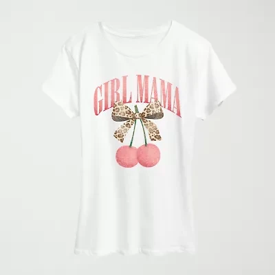 Girl Mama Cherries Womens Crew Neck Short Sleeve Classic Fit Graphic T-Shirt