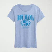 Boy Mama Collegiate Womens Crew Neck Short Sleeve Classic Fit Graphic T-Shirt
