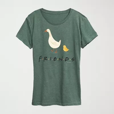 Friends Goose Chicken Womens Crew Neck Short Sleeve Classic Fit Graphic T-Shirt