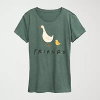 Friends Goose Chicken Womens Crew Neck Short Sleeve Classic Fit Graphic T-Shirt