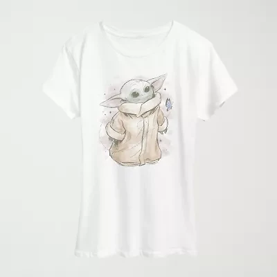 Grogu Tonal Washed Womens Crew Neck Short Sleeve Classic Fit Baby Yoda Graphic T-Shirt