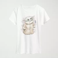 Grogu Tonal Washed Womens Crew Neck Short Sleeve Classic Fit Baby Yoda Graphic T-Shirt