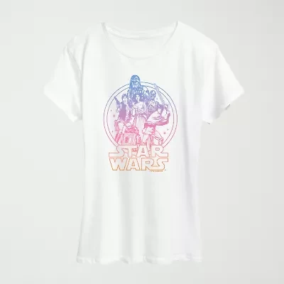 Gradient Womens Crew Neck Short Sleeve Classic Fit Star Wars Graphic T-Shirt