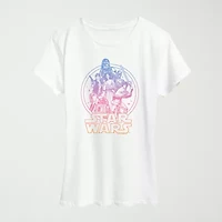 Gradient Womens Crew Neck Short Sleeve Classic Fit Star Wars Graphic T-Shirt