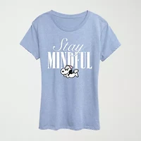 Stay Mindful Womens Crew Neck Short Sleeve Classic Fit Peanuts Graphic T-Shirt