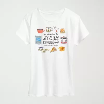 Stars Hollow Grid Womens Crew Neck Short Sleeve Classic Fit Graphic T-Shirt