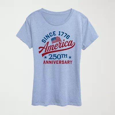 America 250 Womens Scoop Neck Short Sleeve Classic Fit Graphic T-Shirt