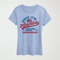 America 250 Womens Scoop Neck Short Sleeve Classic Fit Graphic T-Shirt