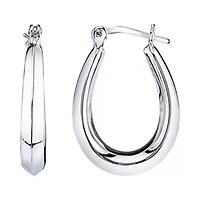 Sterling Silver Puff Hoop Earrings