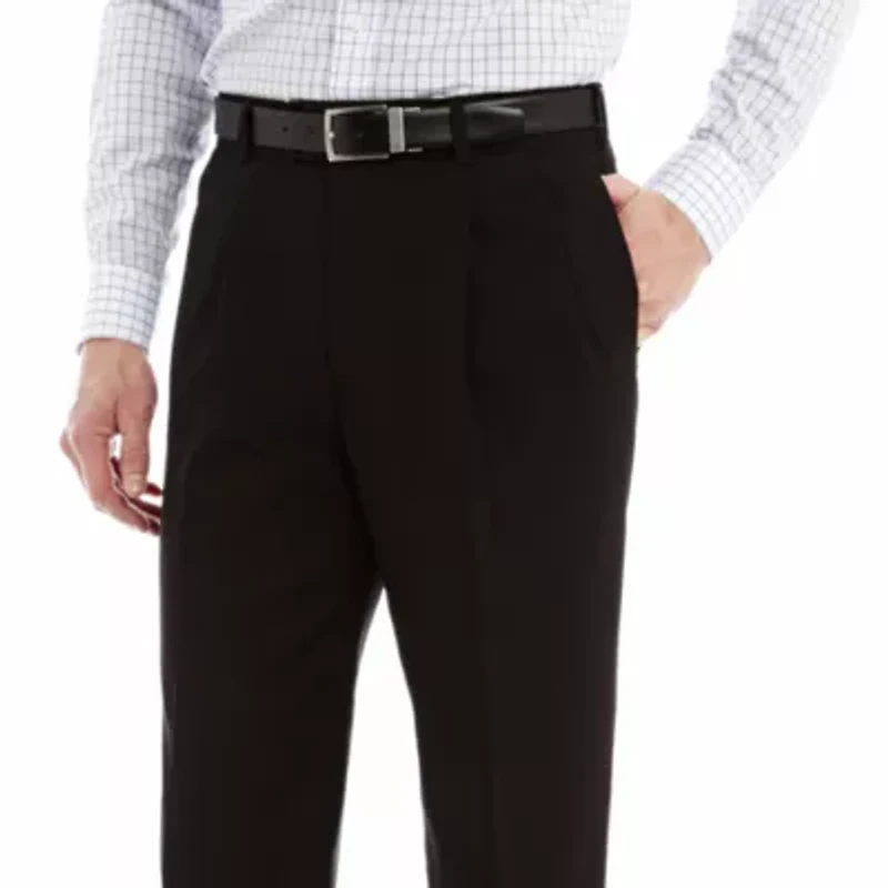 Stafford® Travel Sharkskin Pleated Dress Pants - Classic