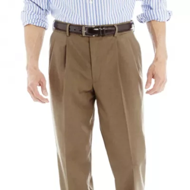 Stafford® Travel Sharkskin Pleated Dress Pants - Classic