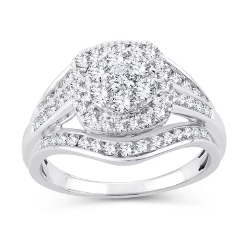 Womens 1 CT. T.W. Natural White Diamond 10K Gold Cushion Engagement Ring