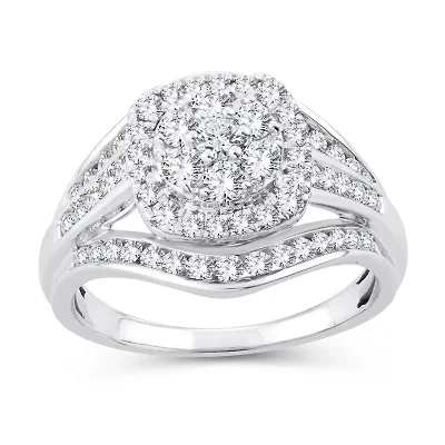 Womens 1 CT. T.W. Natural White Diamond 10K Gold Cushion Engagement Ring