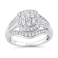Womens 1 CT. T.W. Natural White Diamond 10K Gold Cushion Engagement Ring