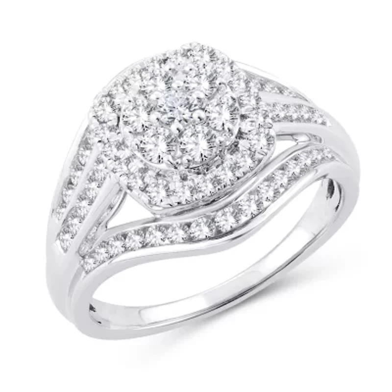 Womens 1 CT. T.W. Natural White Diamond 10K Gold Cushion Engagement Ring