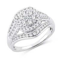 Womens 1 CT. T.W. Natural White Diamond 10K Gold Cushion Engagement Ring