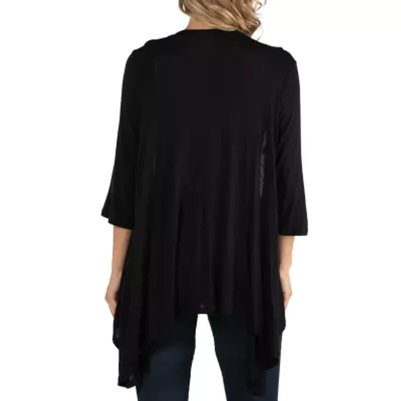 24/7 Comfort Apparel Elbow Length Sleeve Open Cardigan