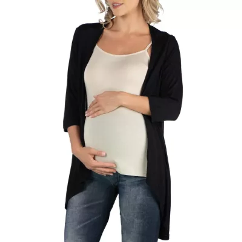 24/7 Comfort Apparel Elbow Length Sleeve Open Cardigan