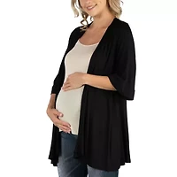 24/7 Comfort Apparel Open Front Elbow Length Sleeve Cardigan