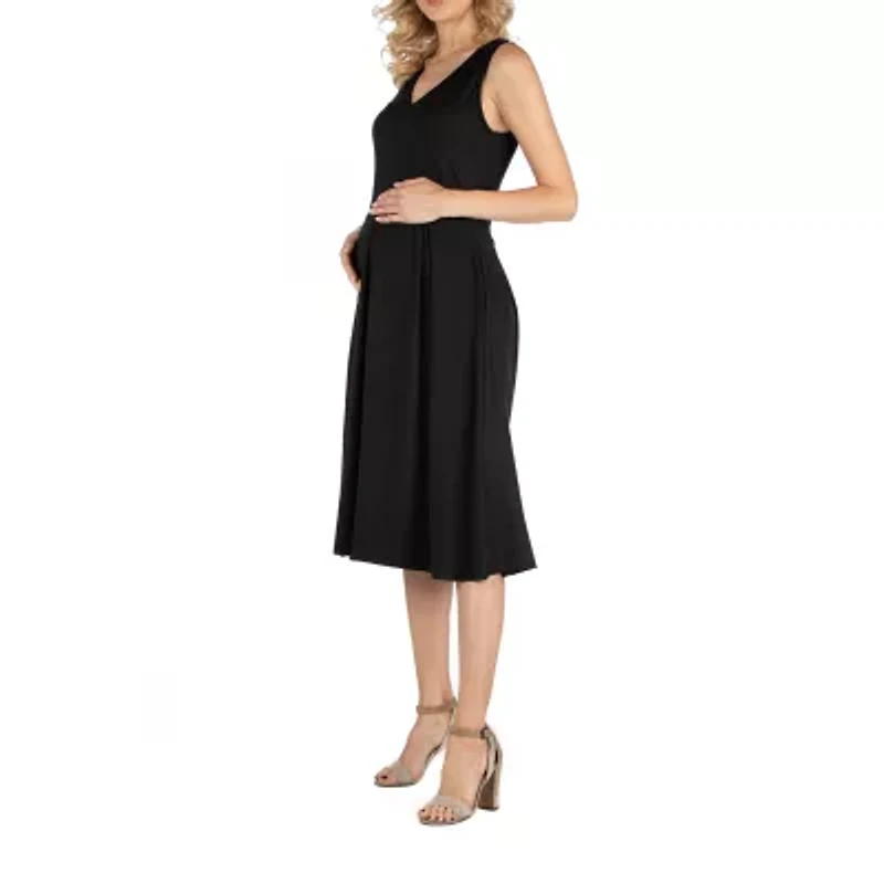 24/7 Comfort Apparel Fit and Flare Sleeveless Midi Dress