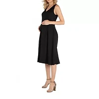 24/7 Comfort Apparel Fit and Flare Sleeveless Midi Dress