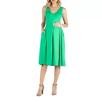 24/7 Comfort Apparel Fit and Flare Sleeveless Midi Dress