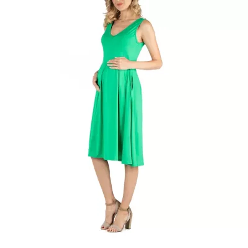 24/7 Comfort Apparel Fit and Flare Sleeveless Midi Dress