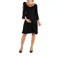 24/7 Comfort Apparel Knee Cold Shoulder Dress