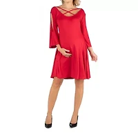 24/7 Comfort Apparel Knee Cold Shoulder Dress