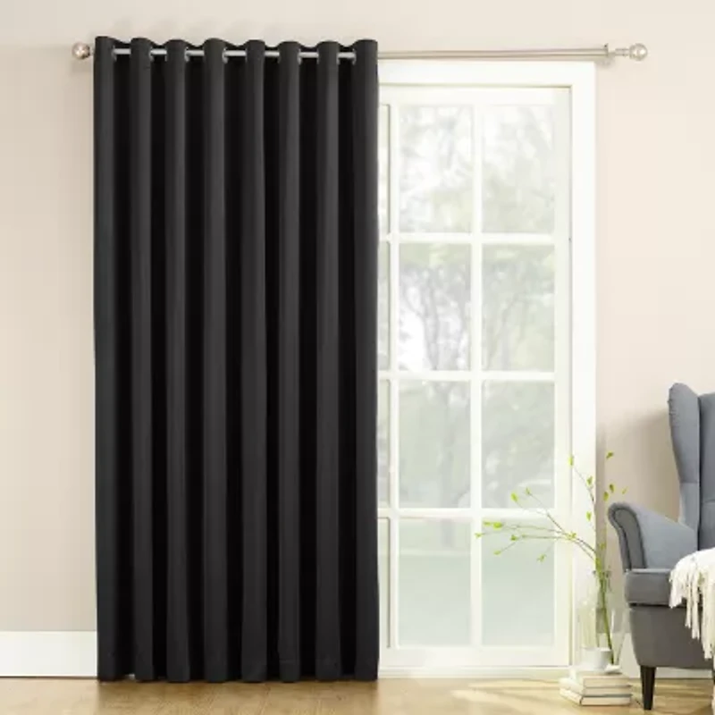 Sun Zero Emory 100"W X 84"L Energy Saving Light-Filtering Grommet Top Single Patio Door Curtain
