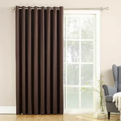 Sun Zero Emory 100"W X 84"L Energy Saving Light-Filtering Grommet Top Single Patio Door Curtain