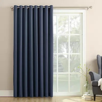 Sun Zero Emory 100"W X 84"L Energy Saving Light-Filtering Grommet Top Single Patio Door Curtain