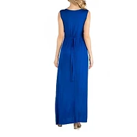 24/7 Comfort Apparel V Neck Sleeveless Maxi Dress with Belt
