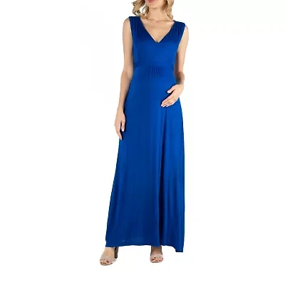 24/7 Comfort Apparel V Neck Sleeveless Maxi Dress with Belt