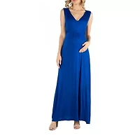 24/7 Comfort Apparel V Neck Sleeveless Maxi Dress with Belt