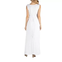 24/7 Comfort Apparel V Neck Sleeveless Maxi Dress with Belt