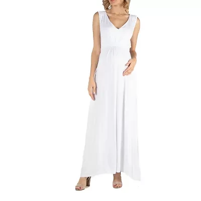 24/7 Comfort Apparel V Neck Sleeveless Maxi Dress with Belt