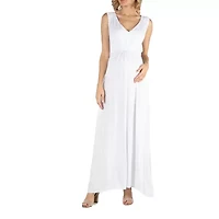 24/7 Comfort Apparel V Neck Sleeveless Maxi Dress with Belt