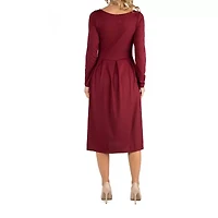 24/7 Comfort Apparel Midi Length Fit and Flare Pocket Dress - Maternity