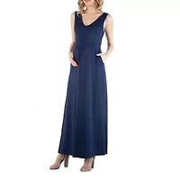 24/7 Comfort Apparel Maxi Sleeveless Dress with Pockets