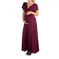 24/7 Comfort Apparel Cap Sleeve V-Neck Maxi Dress