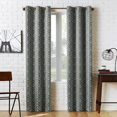 Sun Zero Kenwood Chevron Grommet Top Energy Saving Blackout Single Curtain Panel