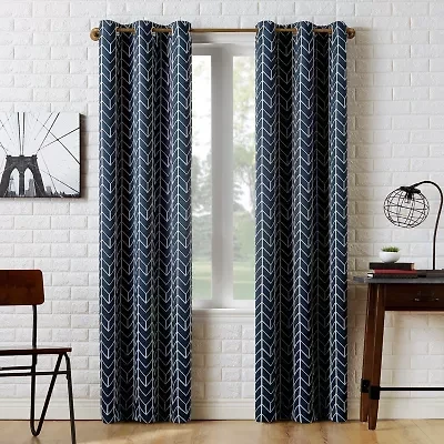 Sun Zero Kenwood Chevron Grommet Top Energy Saving Blackout Single Curtain Panel
