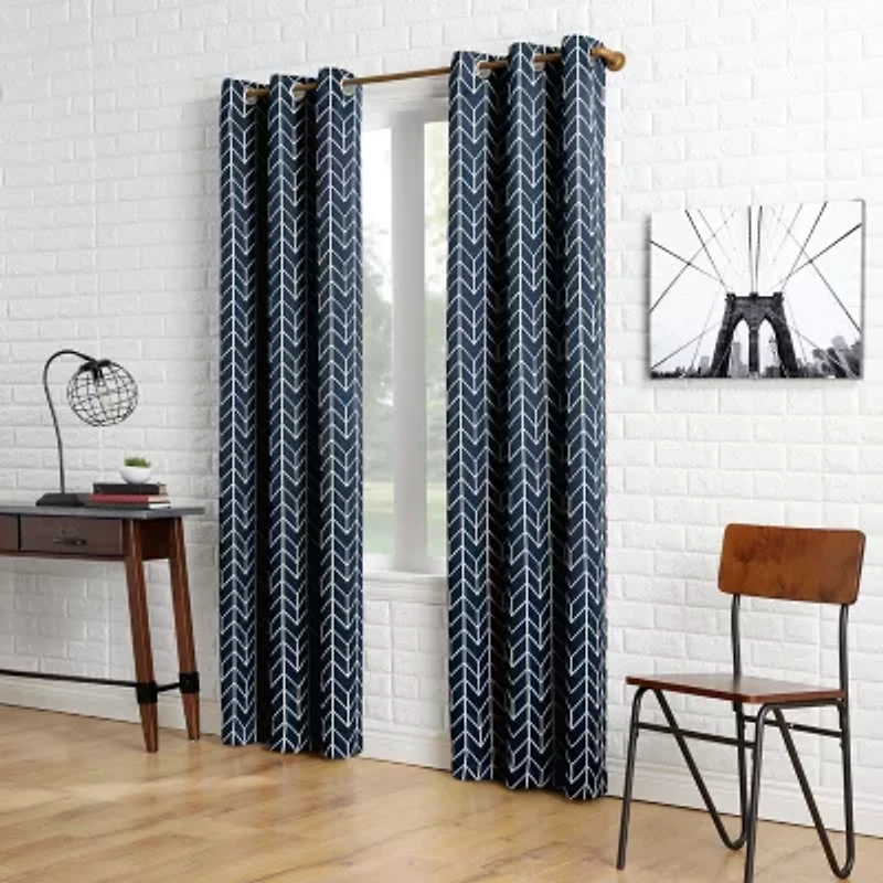 Sun Zero Kenwood Chevron Grommet Top Energy Saving Blackout Single Curtain Panel