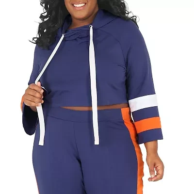 Poetic Justice Womens Hooded Long Sleeve Plus Crop Top