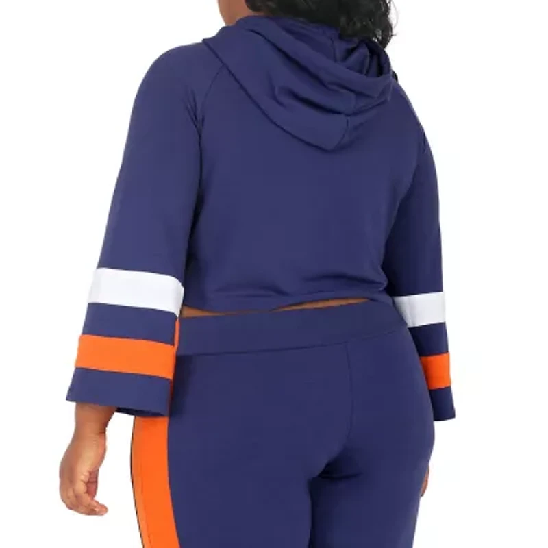 Poetic Justice Womens Plus Hooded Long Sleeve Crop Top