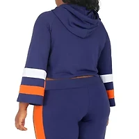 Poetic Justice Womens Plus Hooded Long Sleeve Crop Top