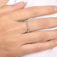 Womens Cubic Zirconia Sterling Silver Band