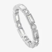 Womens Cubic Zirconia Sterling Silver Band
